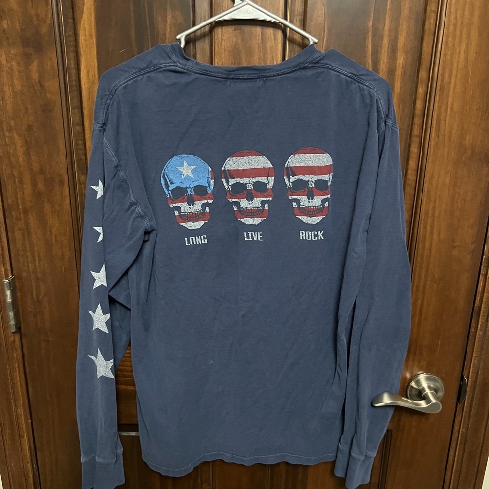 Rock & Roll Hall of Fame Blue Long Sleeve Shirt with Skull Design